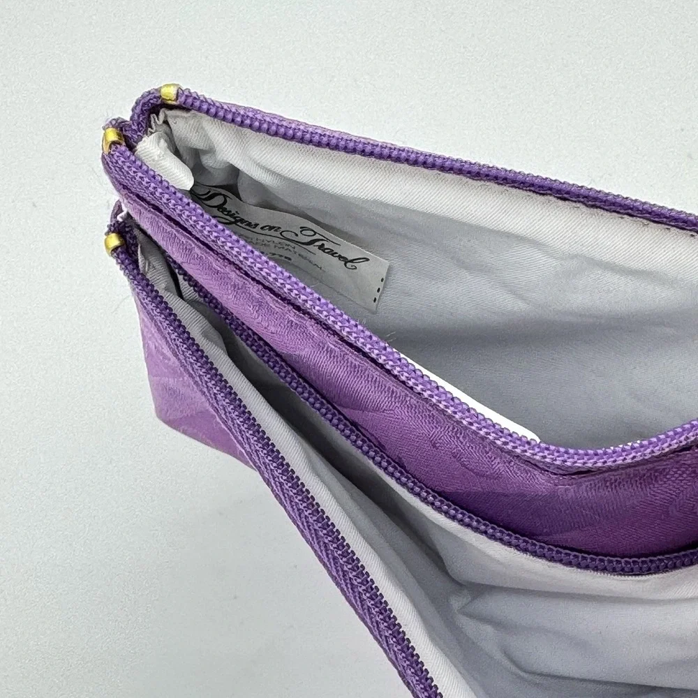 Oscar De La Renta Vintage Designs on Travel Purple Makeup Bag‎ Travel Cosmetics